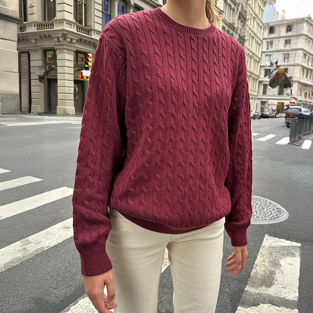 Solid Color Long Sleeve Bottoming Sweater Wool Women