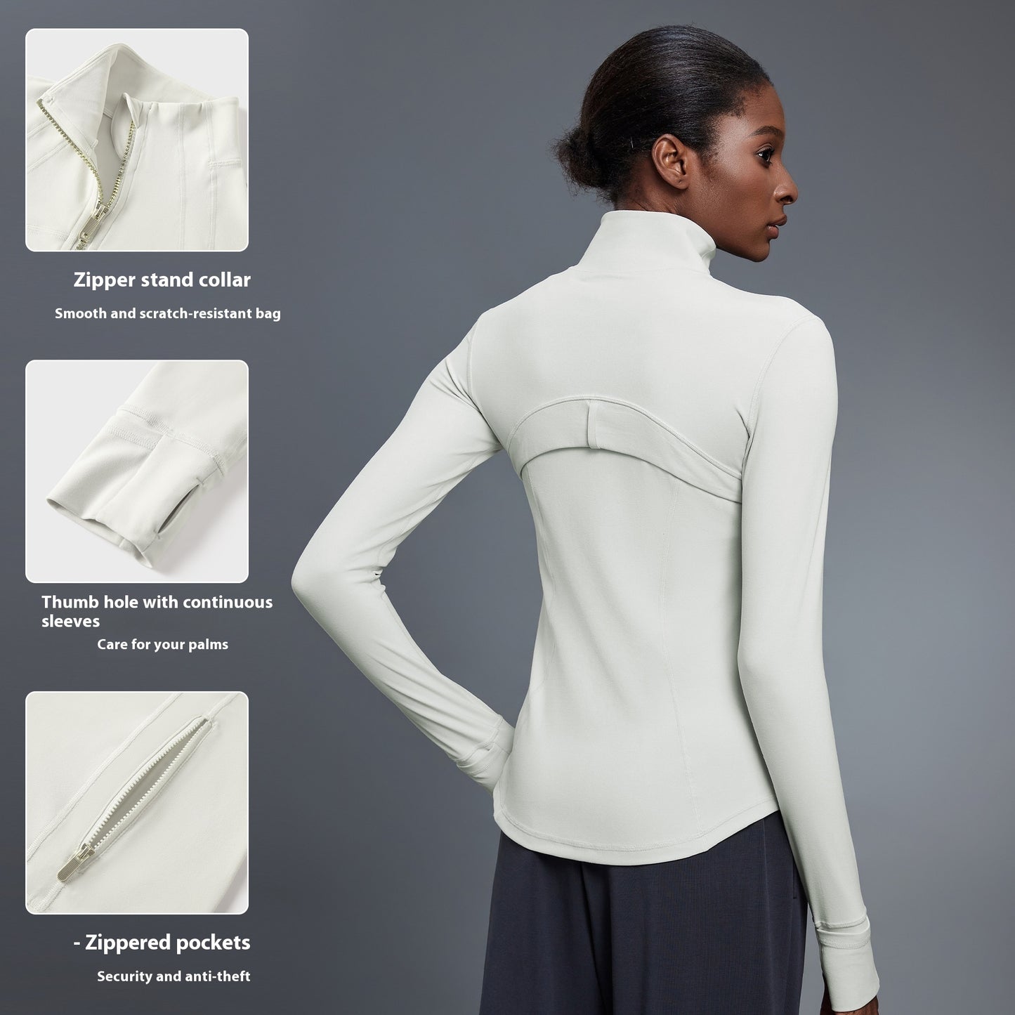 Windproof Stand Collar Yoga Clothes Running Sports Fitness Jacket