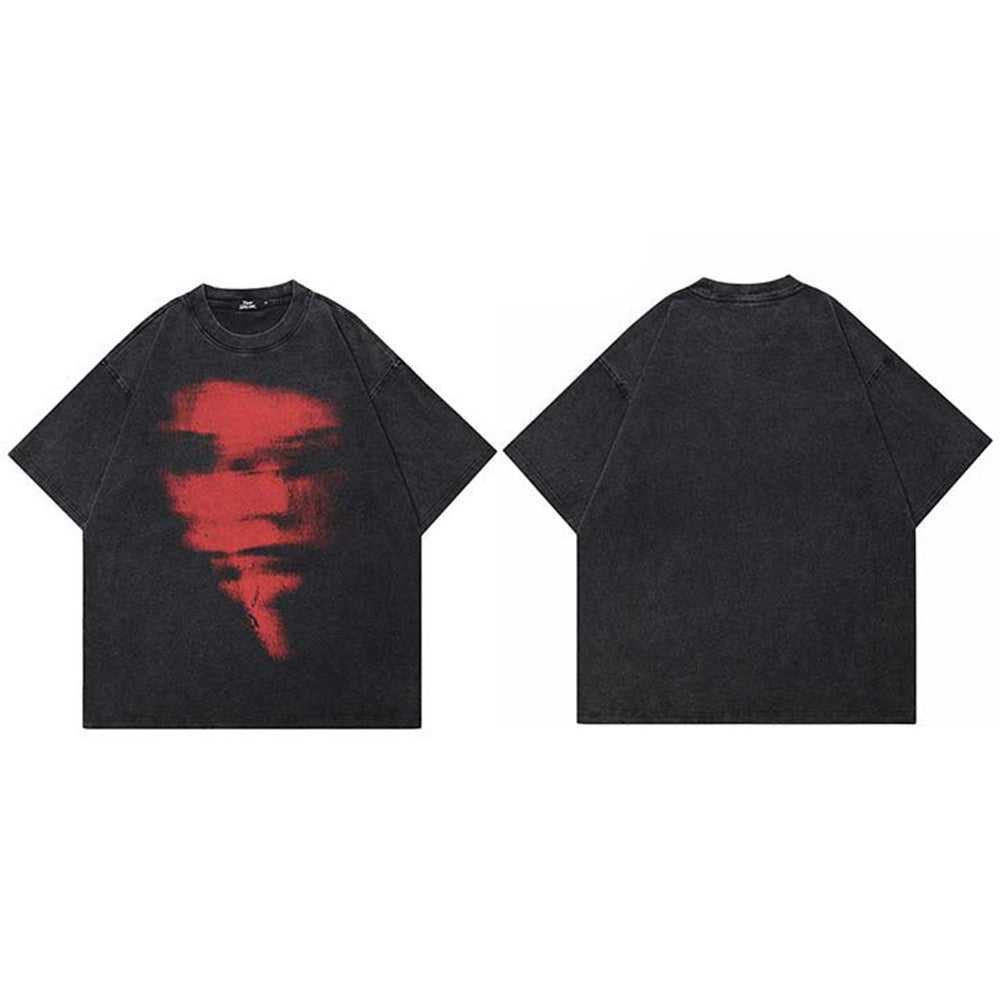 Hip Hop Washed Black T-shirt Streetwear