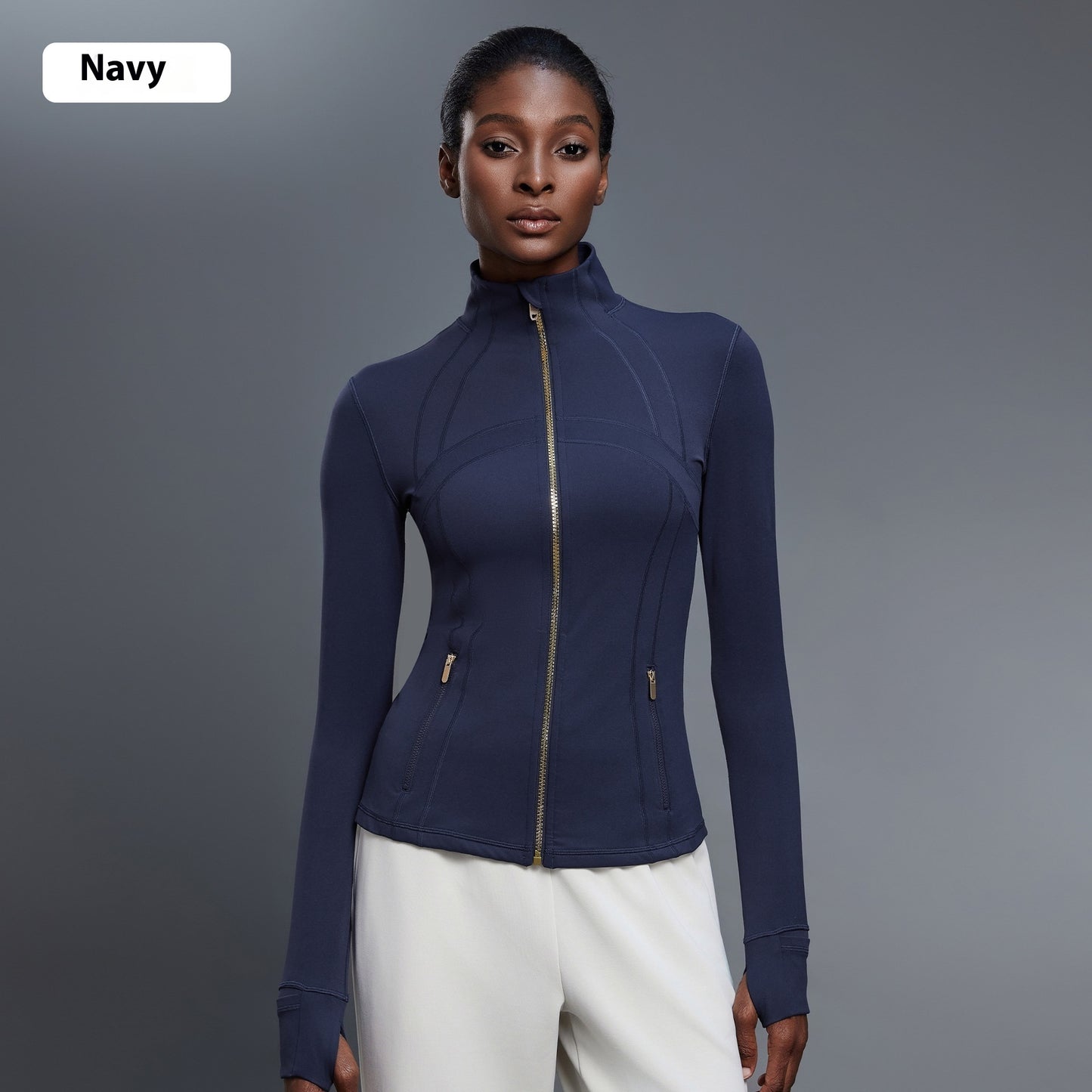Windproof Stand Collar Yoga Clothes Running Sports Fitness Jacket