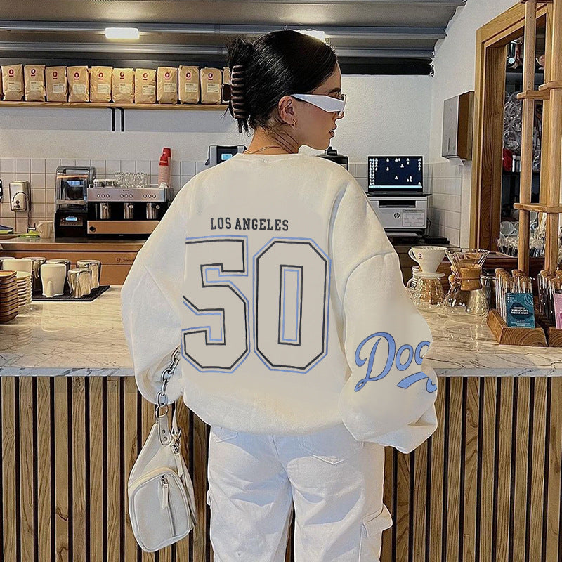 Loose New Printed Pullover Sweatshirt Women