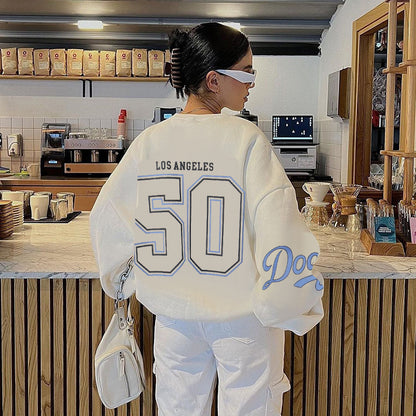 Loose New Printed Pullover Sweatshirt Women