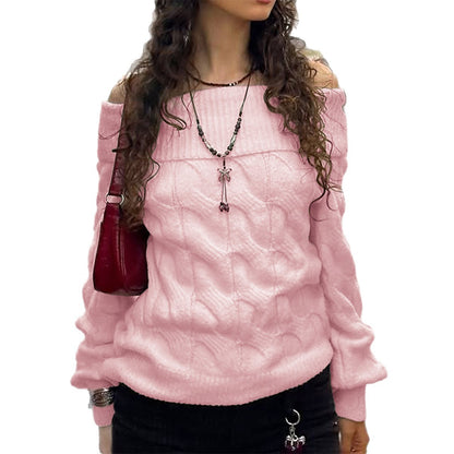 Simple Fashion Shoulder-baring Sweater Woolen For Women