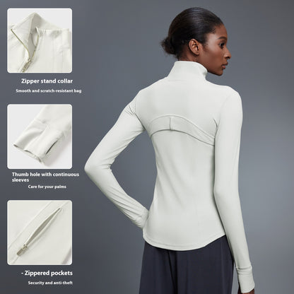 Windproof Stand Collar Yoga Clothes Running Sports Fitness Jacket