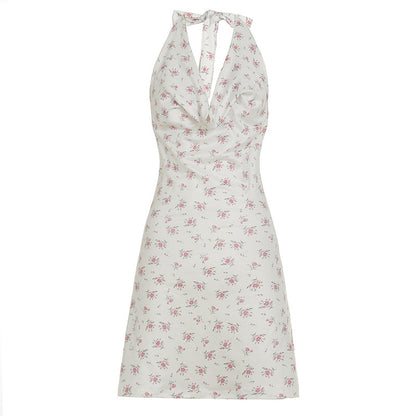 Women's Vacation Style Floral Dress Strap Halter