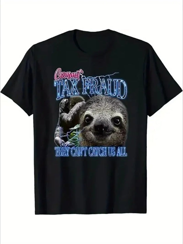Commit Tax Fraud Retro Bootleg Rap Sloth Streetwear T-Shirt Long Or Short Sleeves