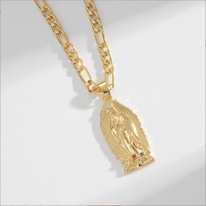 Necklace Gold Color Zirconium Jesus