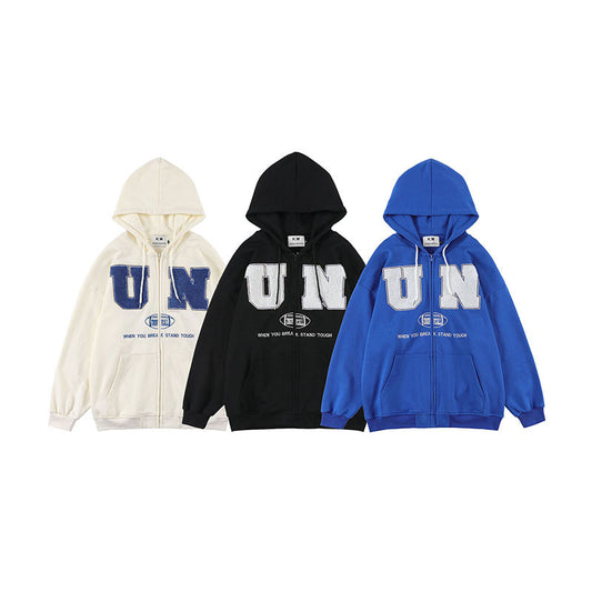 Men And Women Vintage Street Loose Couple Hooded Jacket