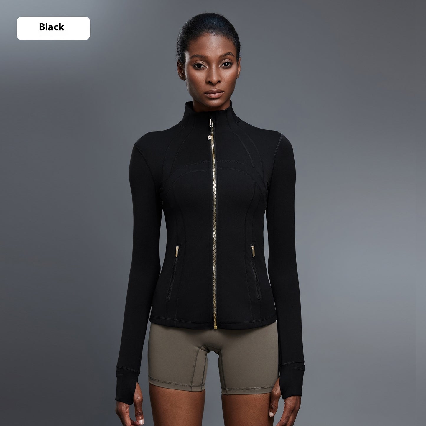 Windproof Stand Collar Yoga Clothes Running Sports Fitness Jacket