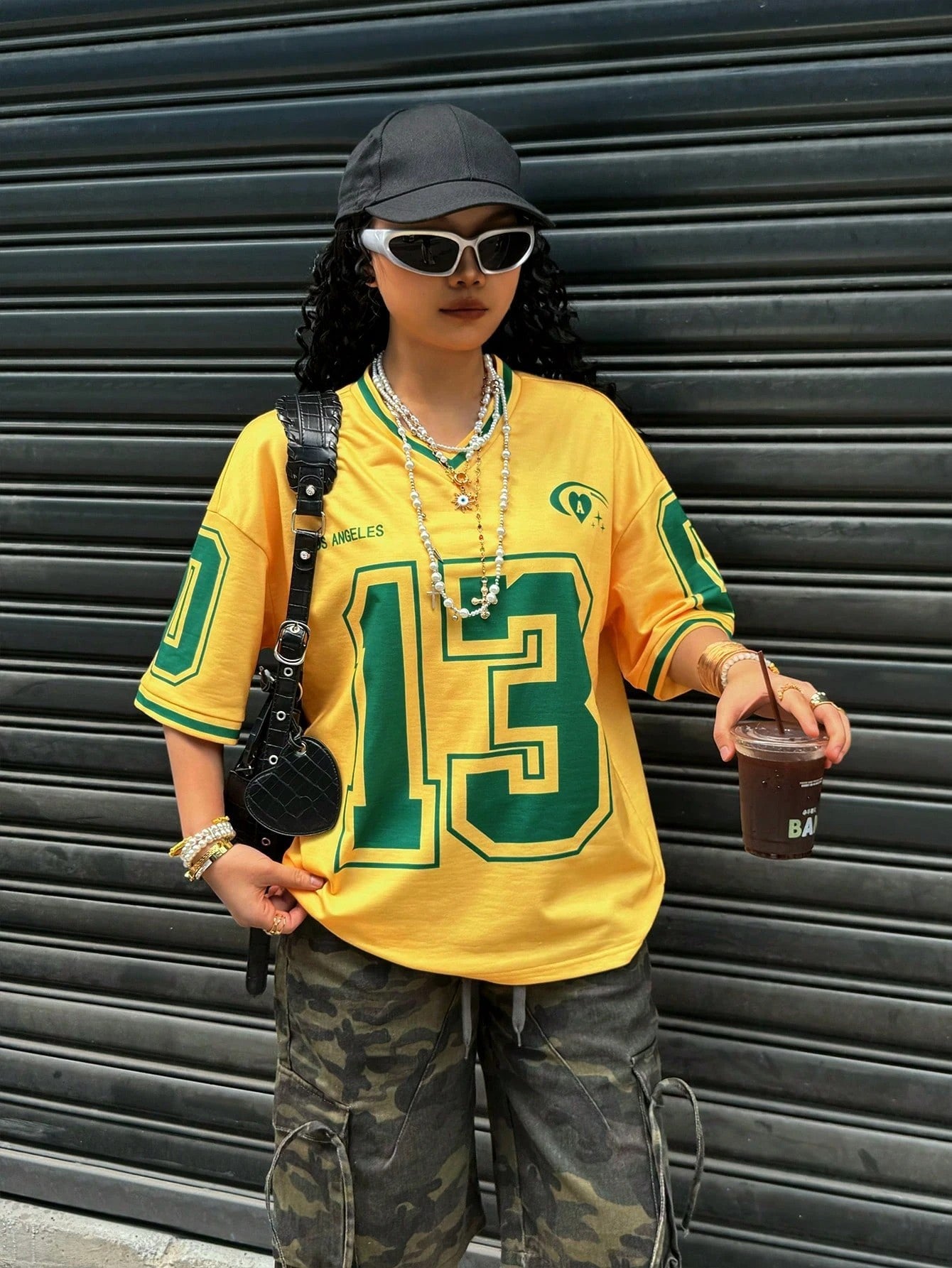 Summer Short-sleeved Women's T-shirt V-neck Letter Printing