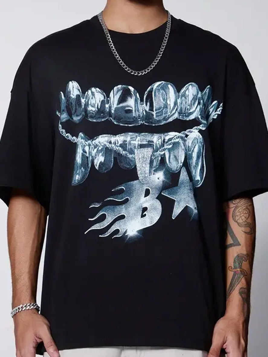 Men's Patterned Printed T-shirt, Summer Casual Short Sleeved T-shirt