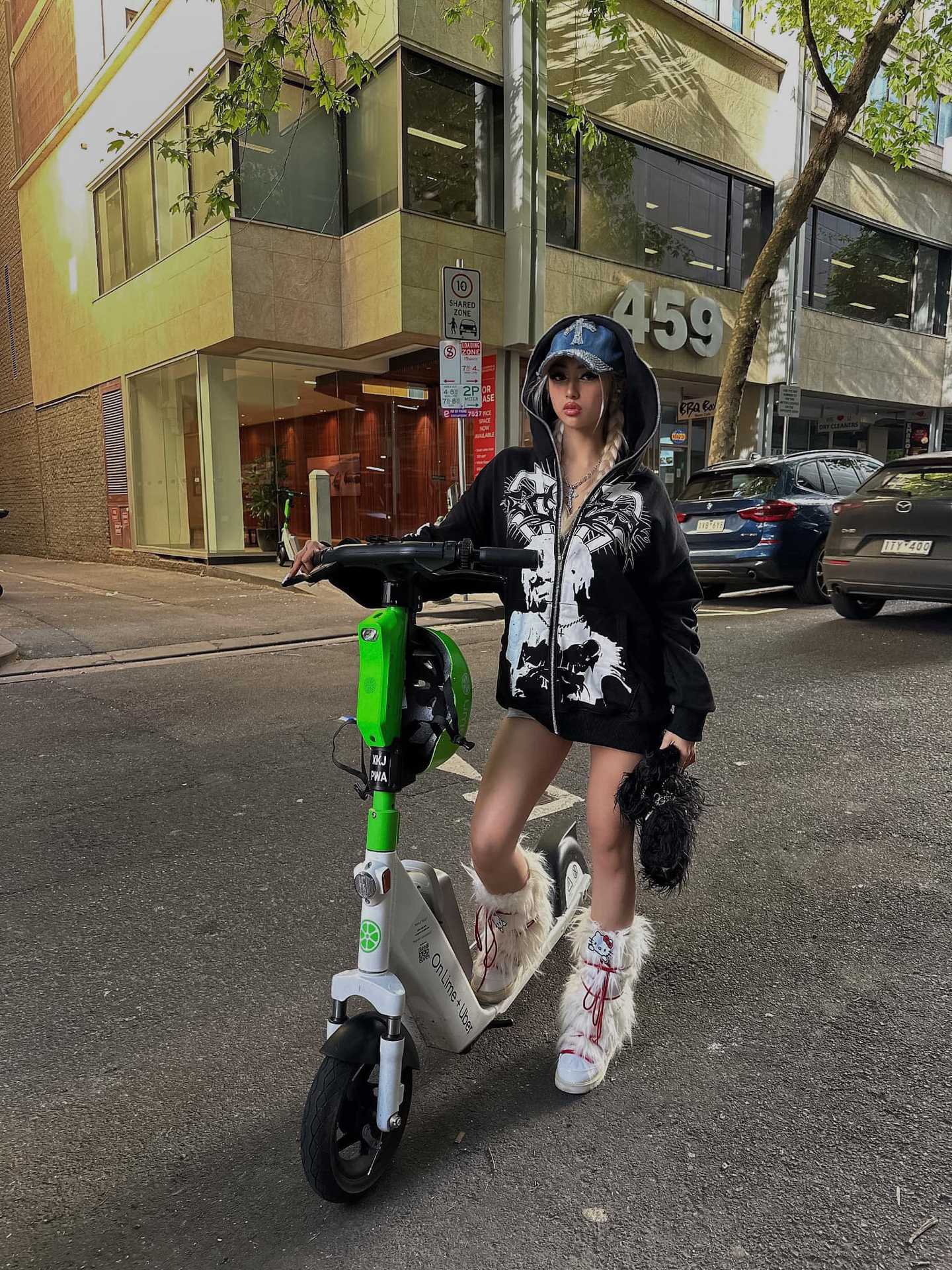 Women's Street Hip-hop Girl Printed Zipper Hooded Sweater