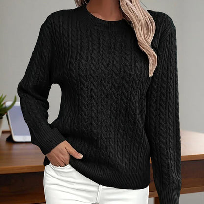 Womens Textured Long Sleeve Sweater Crewneck Pullover Dressy Casual Tops 2025 Fall Trendy Outfits