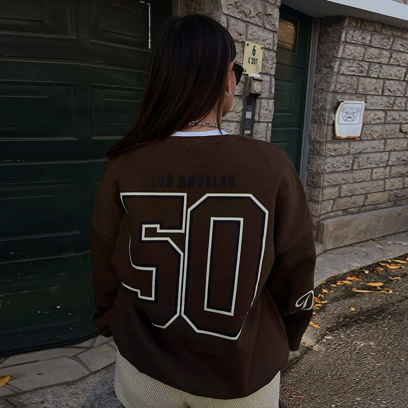 Loose New Printed Pullover Sweatshirt Women